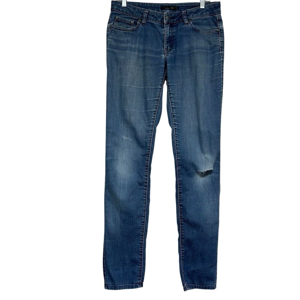 Prana Medium Wash Denim Jeans Ripped Size 8/29 31" x 33" Western Rodeo Blue Casu